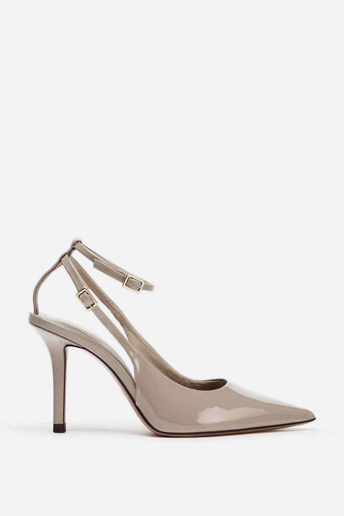 자라 에나멜 포인트토 하이힐 슬링백 슈즈 2225/610 TAUPE GREY - 메인 이미지