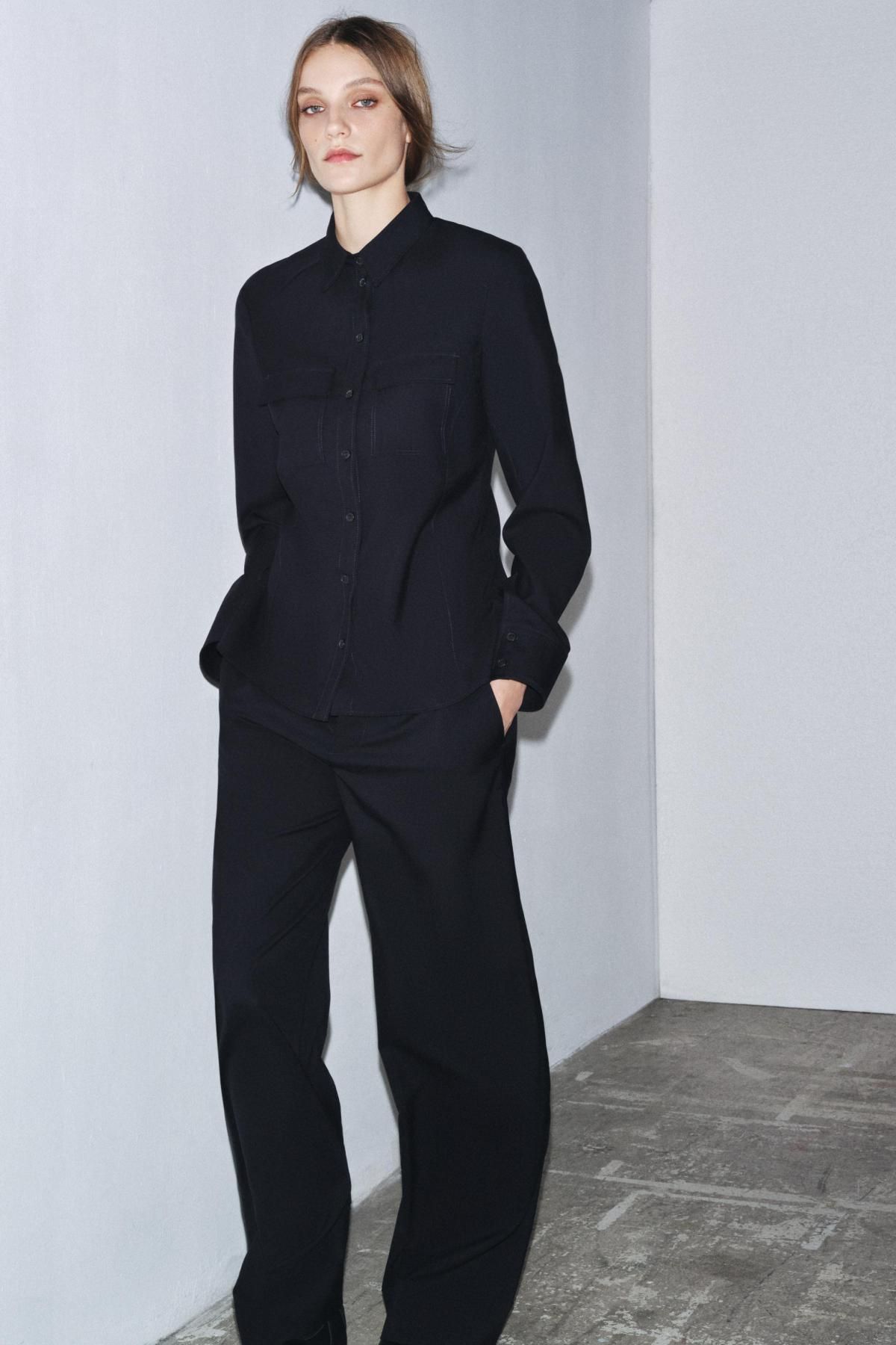 자라 프리미엄 울 와이드 슬랙스 팬츠 5344/271 DARK NAVY - 상세 이미지 2