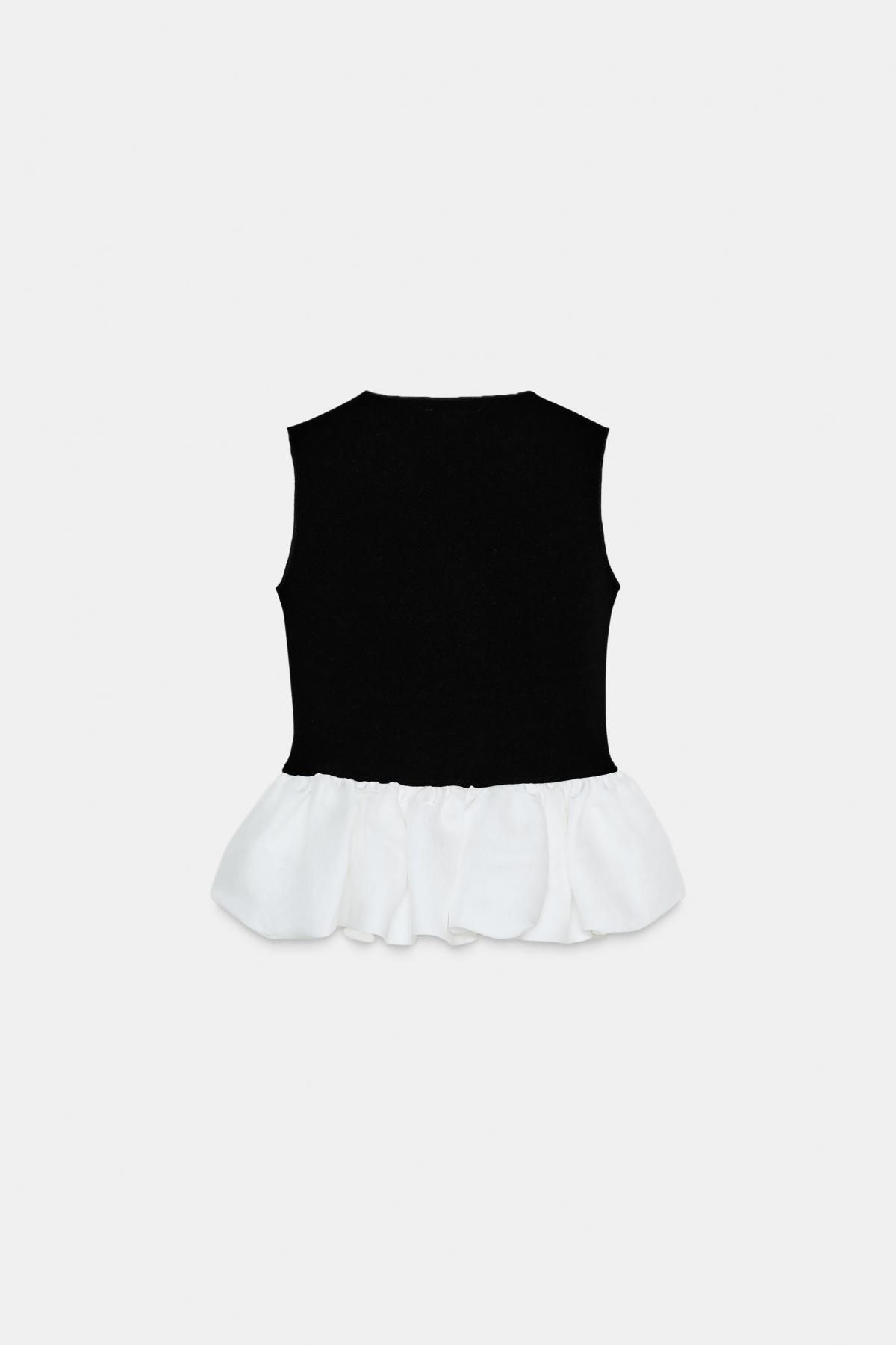 자라 배색 테크니컬 스트레치 민소매 탑 5584/213 BLACK / WHITE - 상세 이미지 5