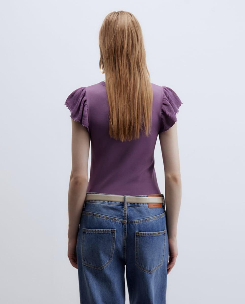 스페라 퍼플 프릴 숄더 반팔 탑 58235001409 MORADO - 상세 이미지 3