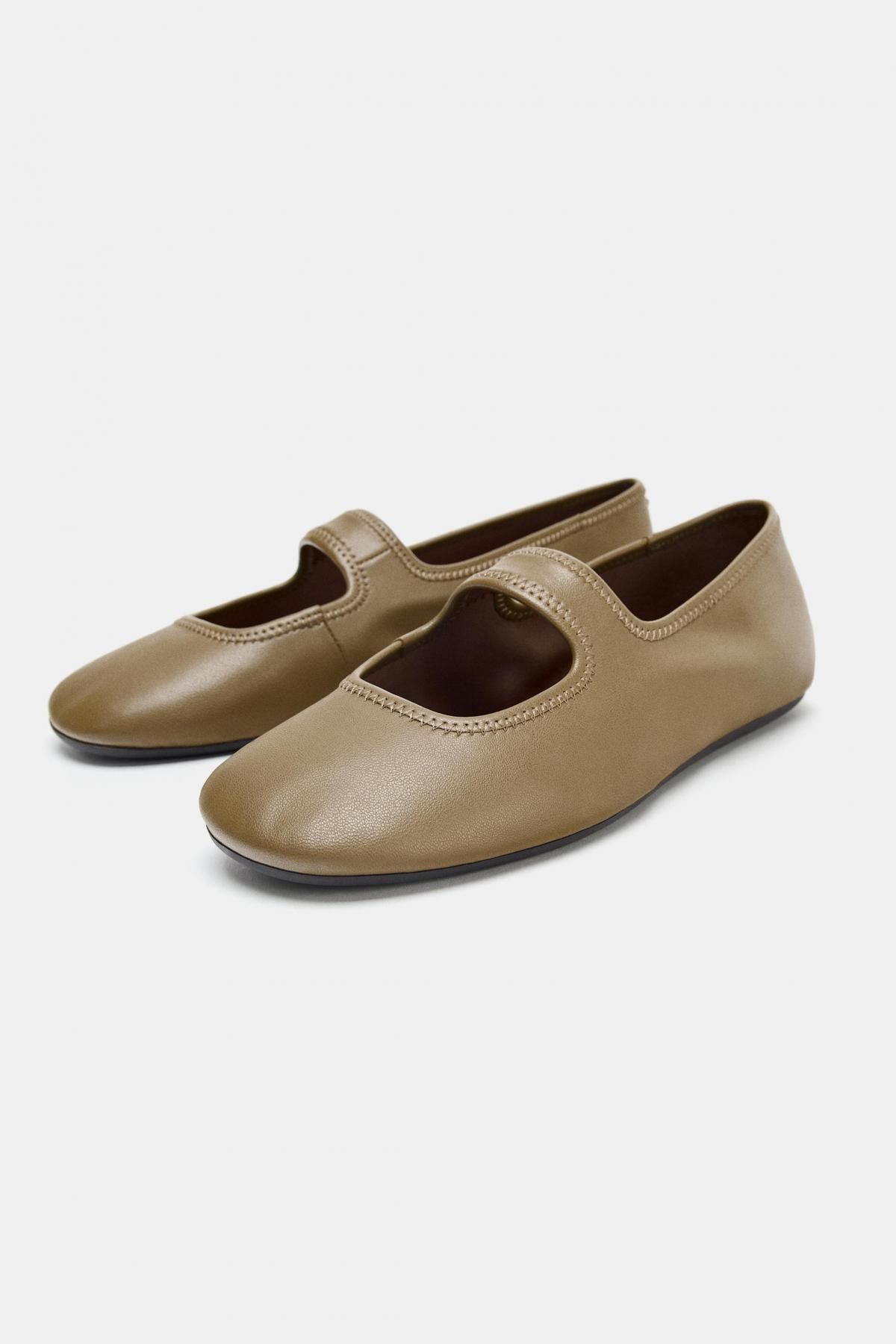 자라 소프트 스트랩 발레리나 플랫 슈즈 2532/610 KHAKI GREEN - 상세 이미지 2