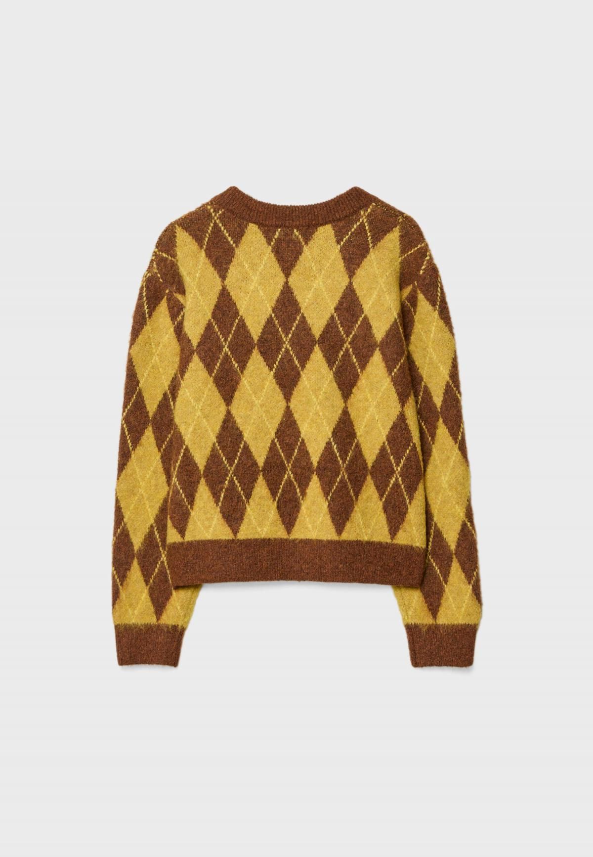 스트라디바리우스 아가일 패턴 라운드넥 니트 스웨터 5136/421 PALE CAMEL - 상세 이미지 2