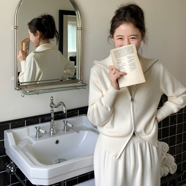 밍크기모 반집업 밴딩 와이드 팬츠 니트 세트 st2939 제품 이미지