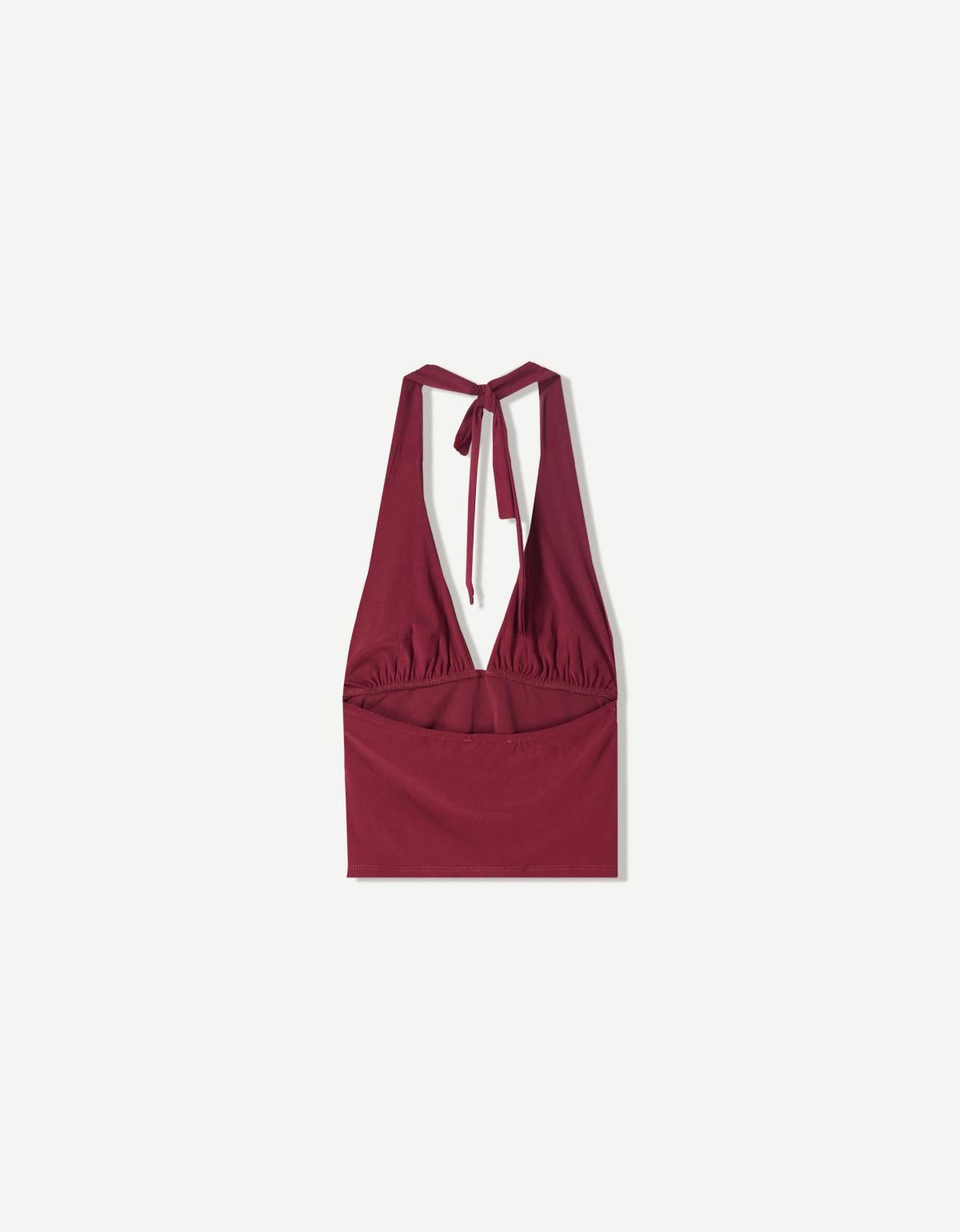 버쉬카 백리스 셔링 홀터넥 민소매 탑 3665/173 BURGUNDY - 상세 이미지 5