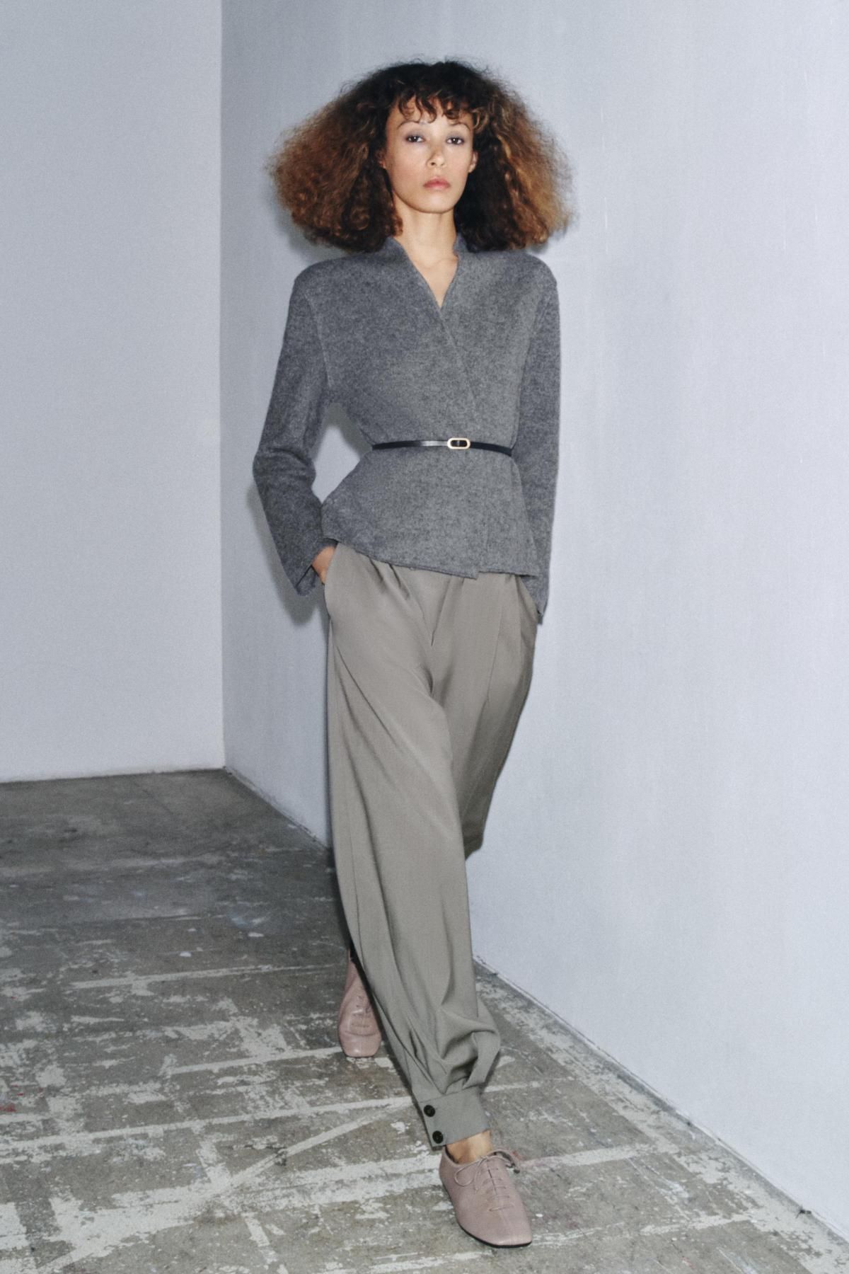 자라 레더 스퀘어토 레이스업 플랫슈즈 1528/610 TAUPE GREY - 상세 이미지 3