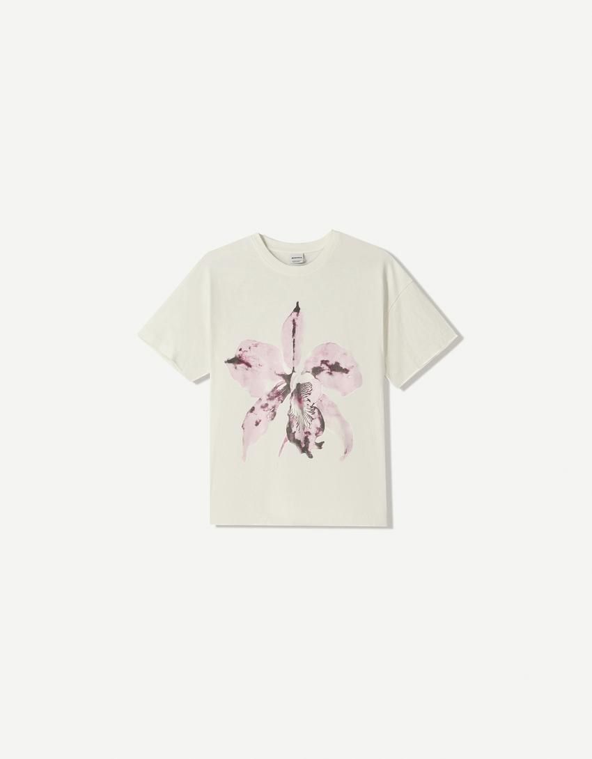 버쉬카 오버사이즈 프린트 반팔 티셔츠 7567/071 OFF WHITE - 상품 이미지