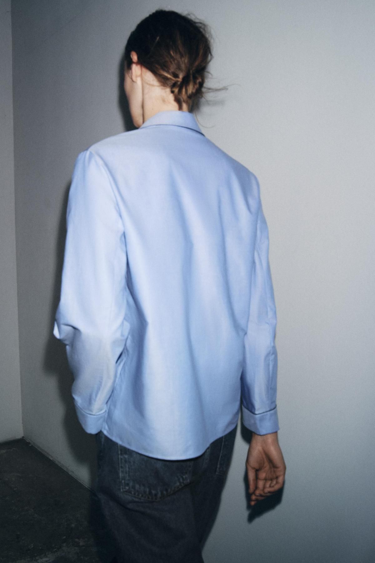 자라 테크니컬 파이핑 랩 셔츠 8856/896 BLUE - 상세 이미지 4