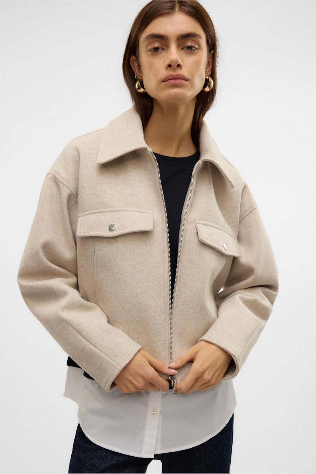 베로모다 미니멀 울블렌드 테일러드 재킷 6432602 BEIGE - 상세 이미지 2
