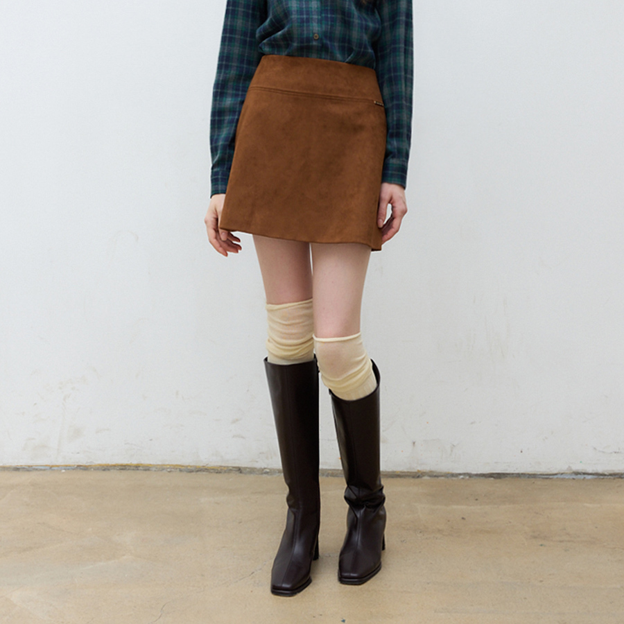 소프트 스웨이드 펜던트 숏 스커트 (BROWN, 2 SIZE) - 메인 이미지