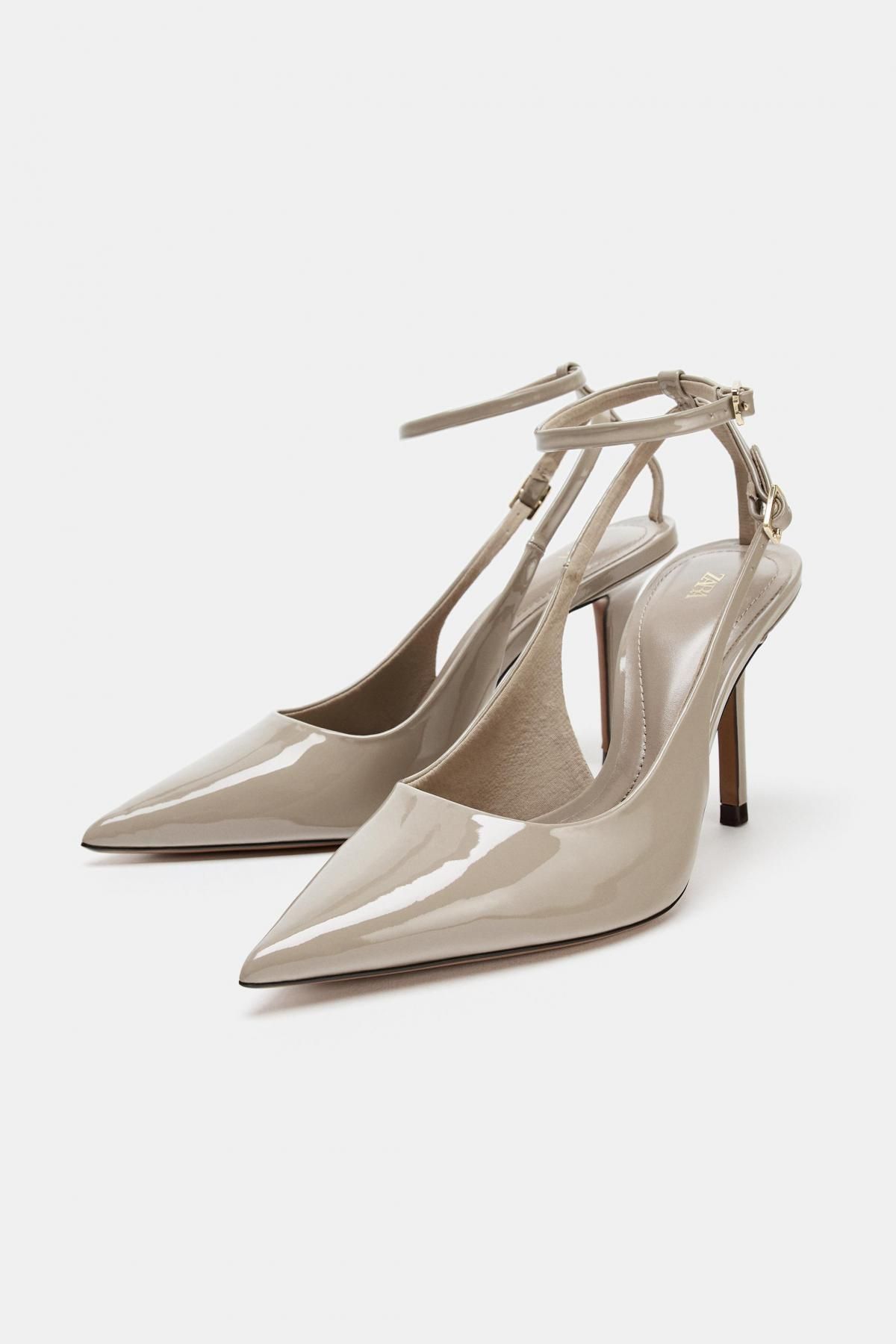 자라 에나멜 포인트토 하이힐 슬링백 슈즈 2225/610 TAUPE GREY - 상세 이미지 4