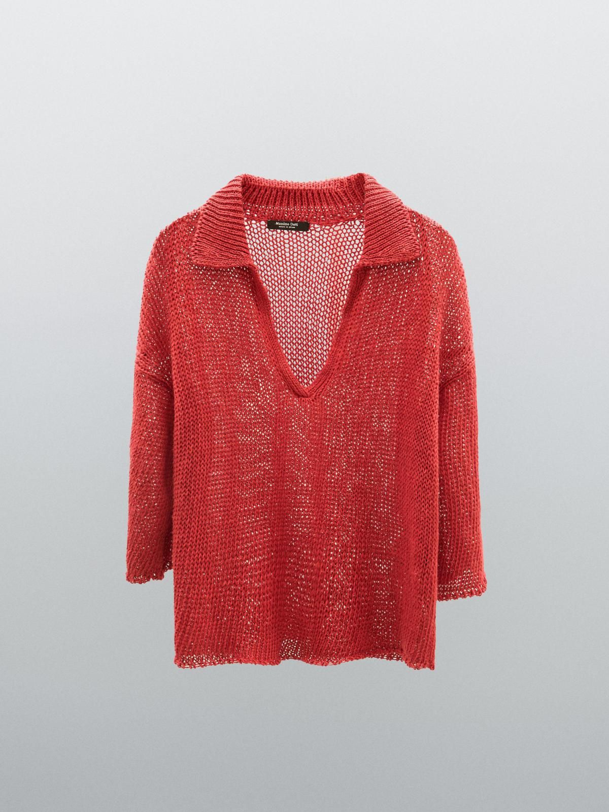 마시모두띠 오픈워크 릴렉스핏 니트 폴로칼라 반팔 스웨터 9742/953 BURNT ORANGE - 상품 이미지