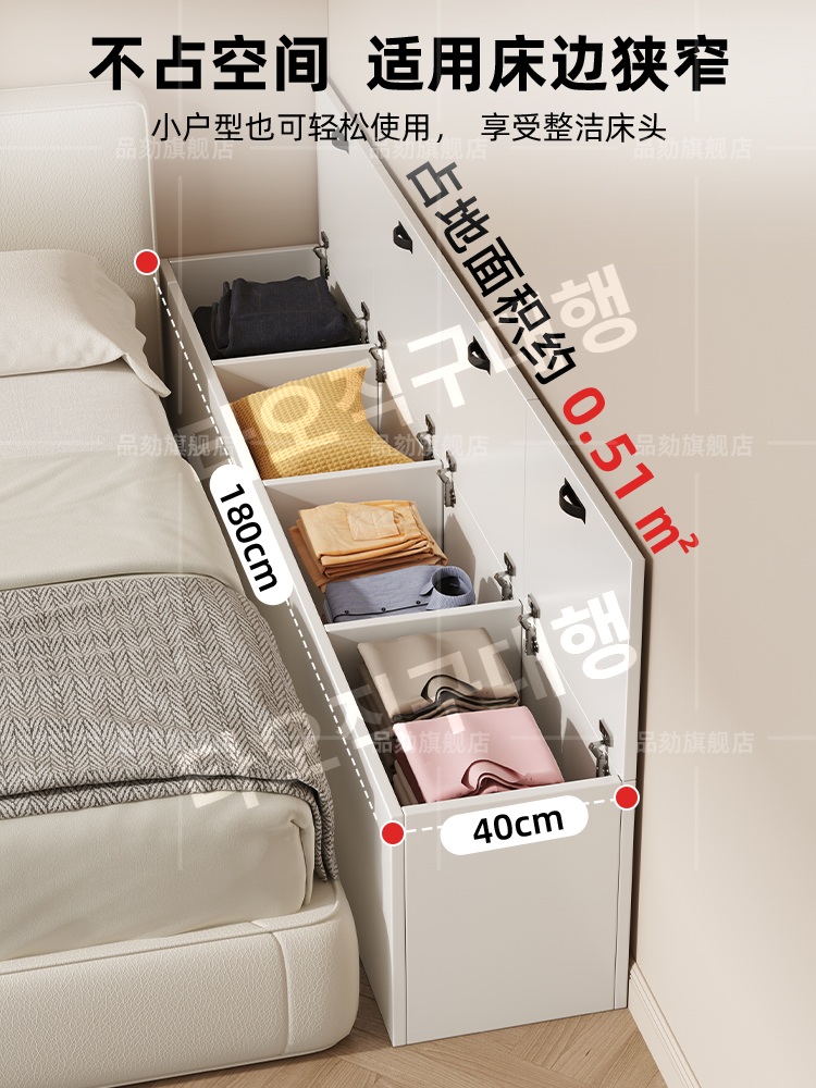 낮은이불장 이불 작은 침실 옷장 보관함 원목 키작은 장롱 장농 안방장 미니 수납장 - 상세 이미지 3