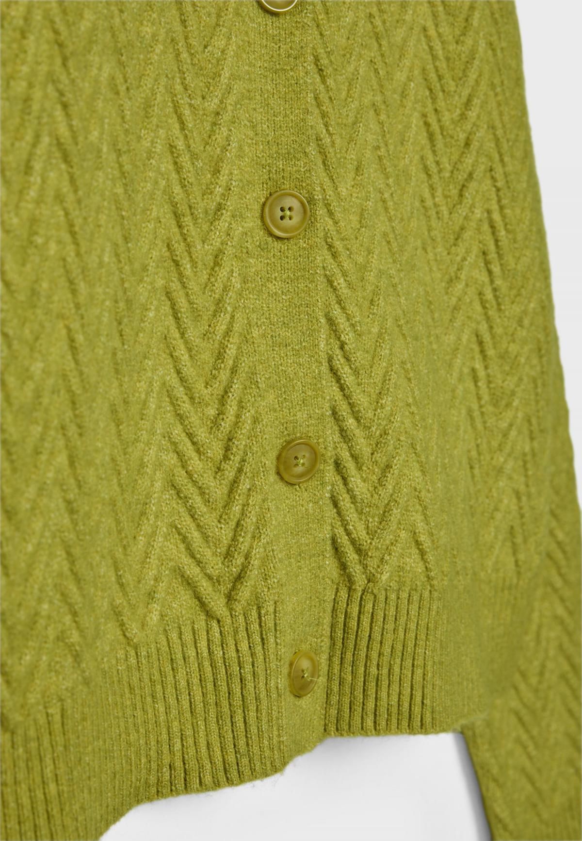 스트라디바리우스 케이블 니트 라운드넥 가디건 5098/412 OLIVE GREEN - 상세 이미지 3
