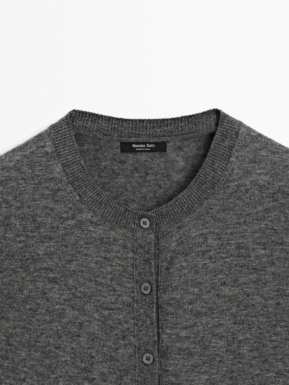 마시모두띠 울블렌드 크루넥 니트 카디건 5665/580 MEDIUM GREY - 상세 이미지 3