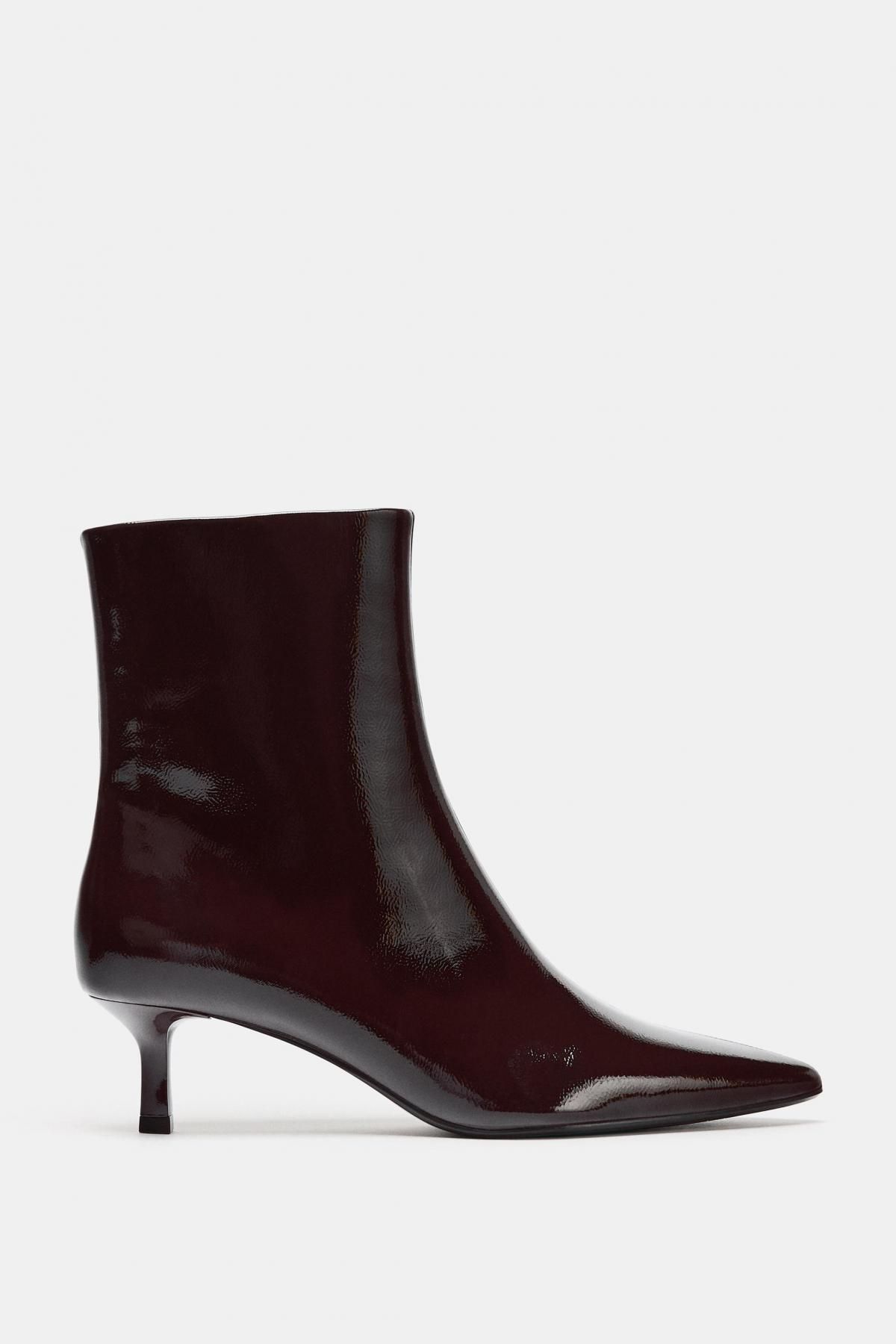 자라 에나멜 버건디 키튼힐 앵클부츠 3107/610 BURGUNDY RED - 상품 이미지