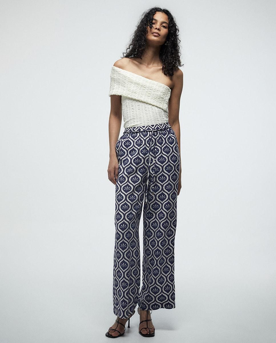 스페라 패턴 와이드 밴딩 팬츠 58305003400 AZUL MARINO - 상세 이미지 2