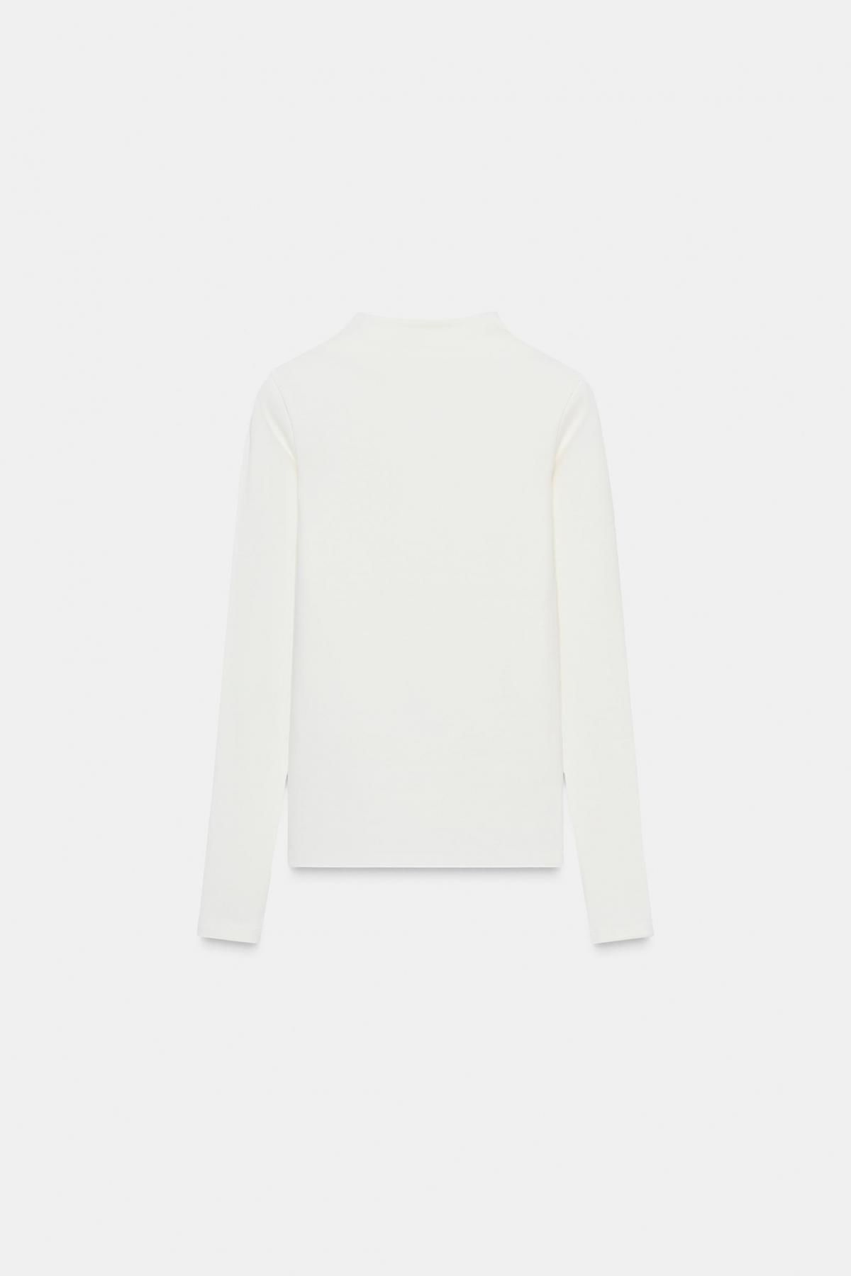 자라 화이트 베이직 하이넥 슬림핏 긴팔 티셔츠 2335/643 OYSTER-WHITE - 메인 이미지