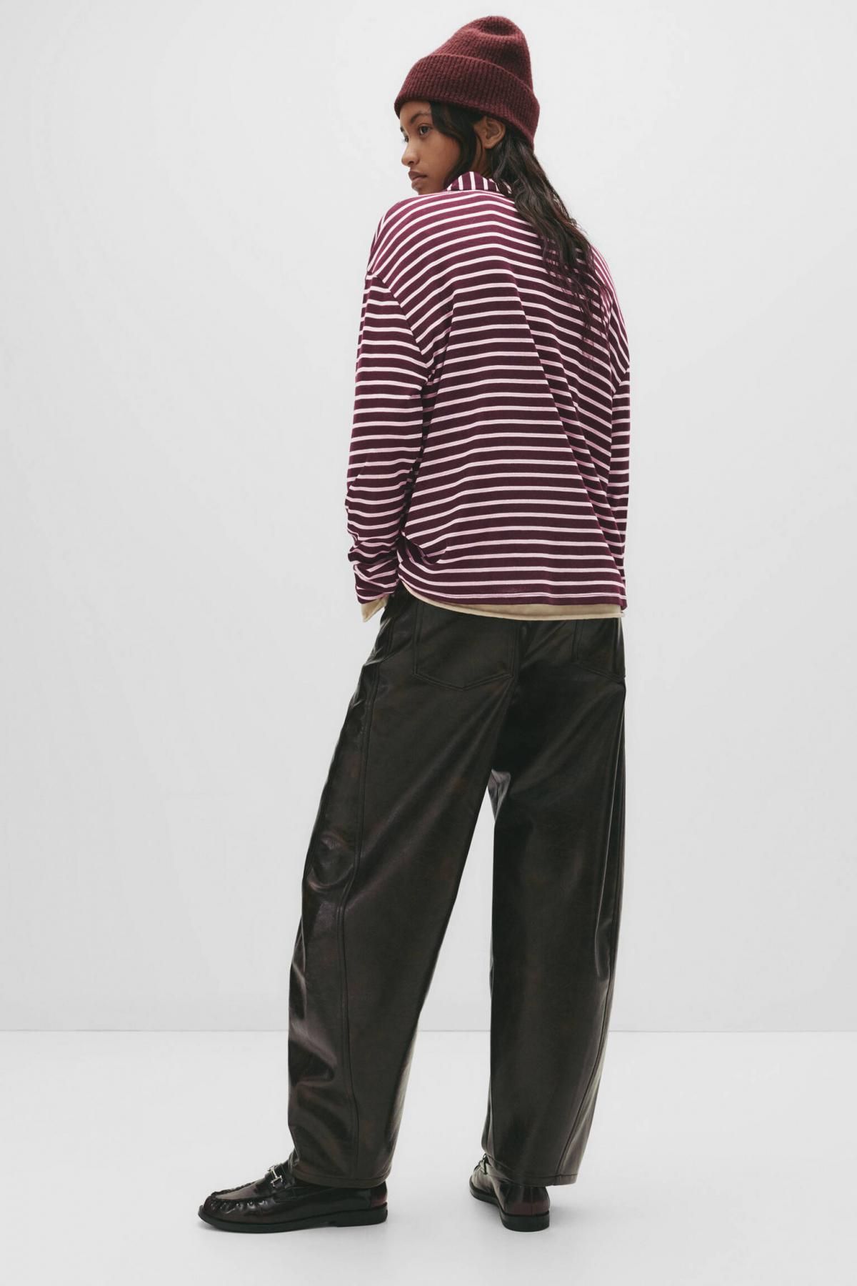 풀앤베어 버건디 스트라이프 긴팔 폴로 티셔츠 7153/322 STRIPED - 상세 이미지 4