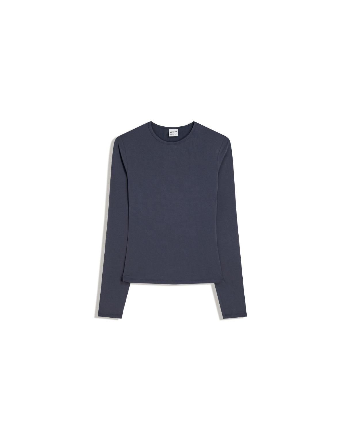 버쉬카 베이직 라운드넥 긴팔 티셔츠 7600/662 NAVY - 상세 이미지 2