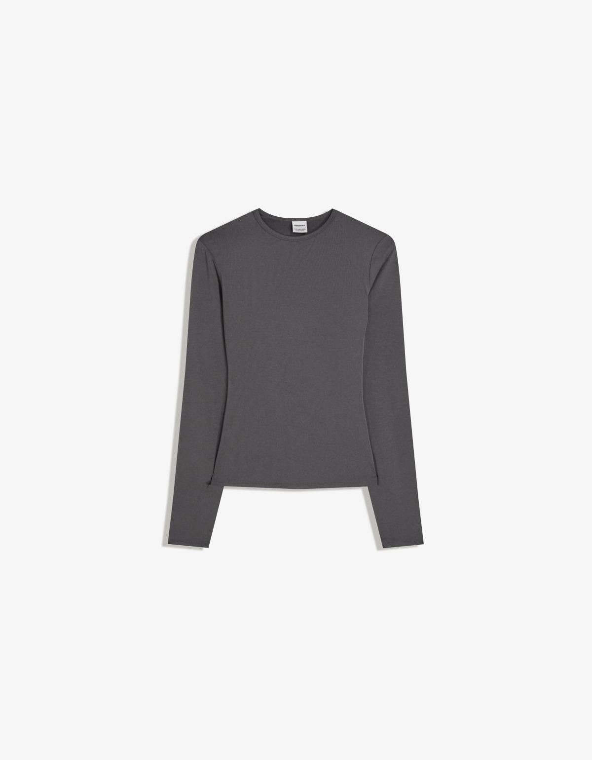 버쉬카 베이직 슬림핏 긴팔 티셔츠 7600/662 DARK GREY - 상품 이미지