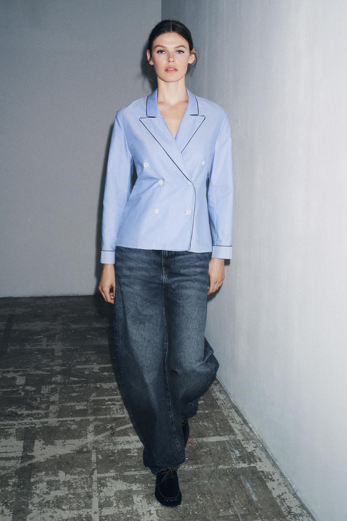 자라 테크니컬 파이핑 랩 셔츠 8856/896 BLUE - 상세 이미지 2