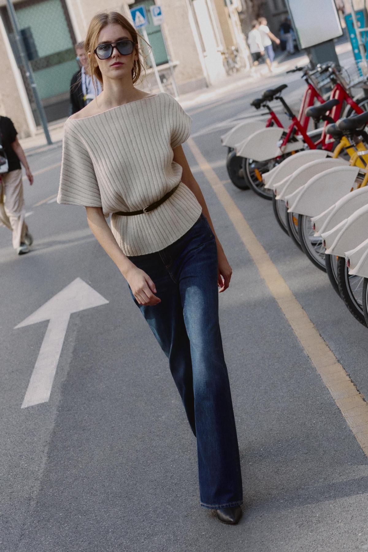 자라 미니멀 비대칭 벨트 울 니트 탑 5536/193 LIGHT GREY - 상세 이미지 2