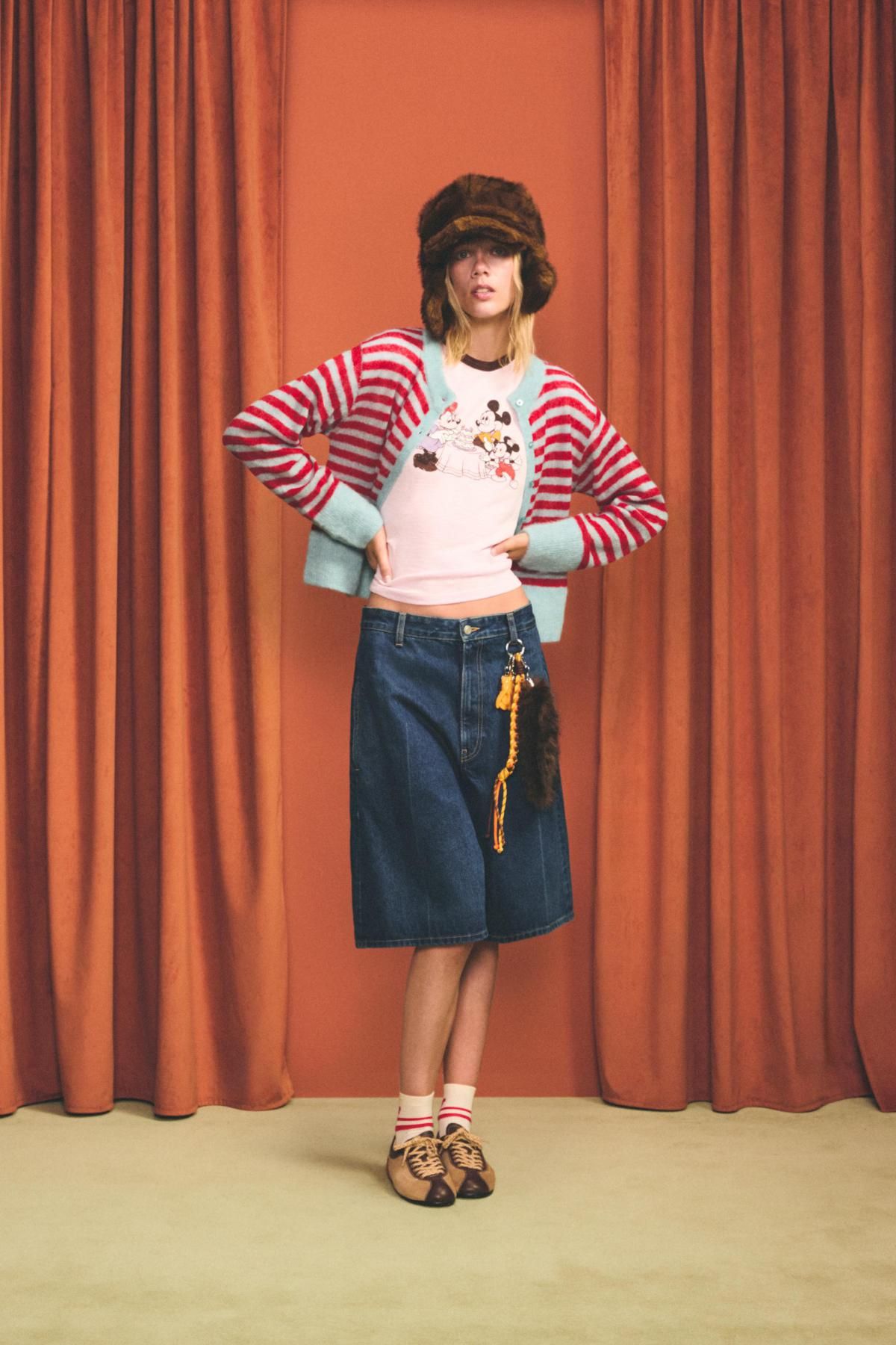 자라 스트라이프 크롭 니트 가디건 X 해리 램버트 디즈니 5755/501 RED STRIPE - 상세 이미지 2