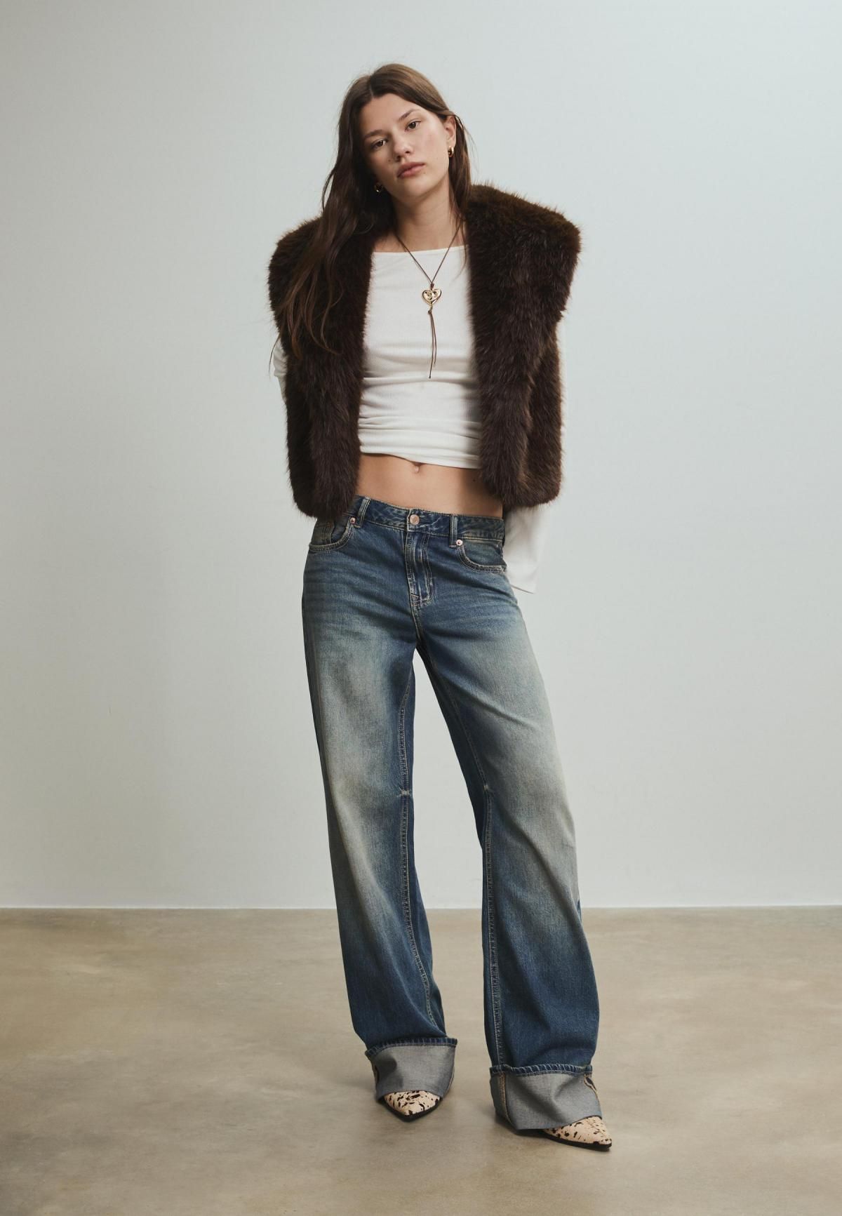 스트라디바리우스 페이크 퍼 트렌디 베스트 5986/884 BROWN 이미지 7