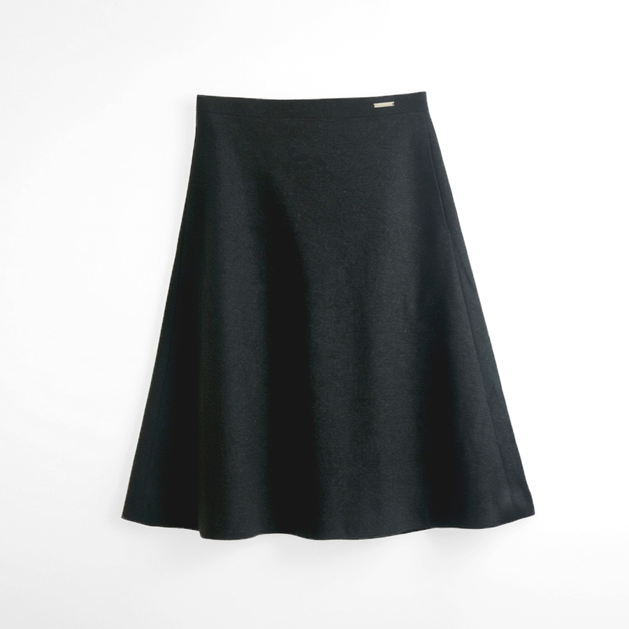 울 블렌드 포켓 플레어 스커트 (CHARCOAL, 2 SIZE) - 메인 이미지