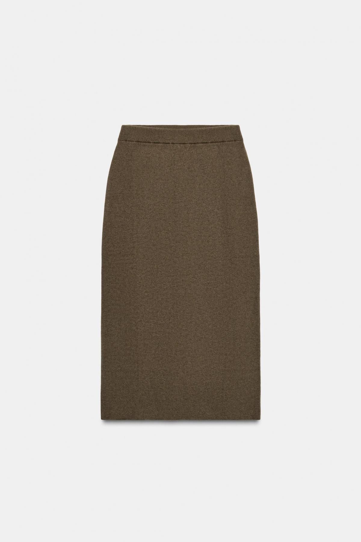 자라 울 스트레이트 미디 스커트 3920/872 KHAKI - 메인 이미지