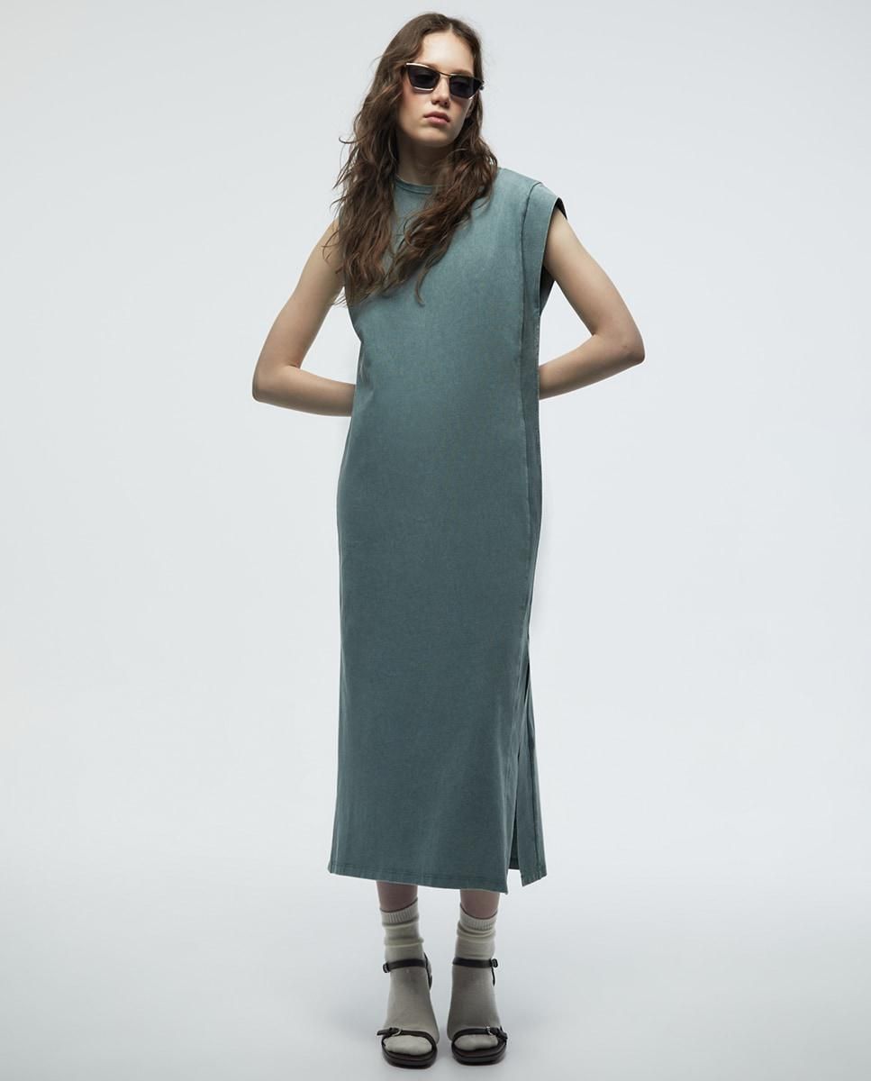 스페라 미니멀 코튼 미디 원피스 58462106145 VERDE - 상세 이미지 2