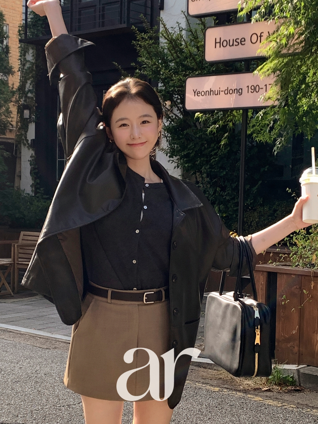 라운드 실버 버튼 베이직 가디건 cd3504 - 상세 이미지 3