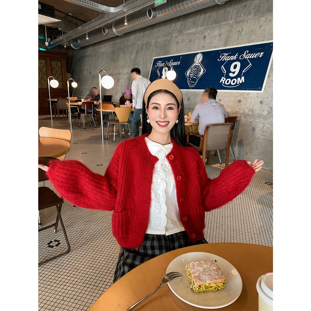펀칭 둥근카라 퍼프소매긴팔블라우스 꽃패턴 크롭 로맨틱 프렌치 감성 디자인 순면 화이트 - 상세 이미지 5