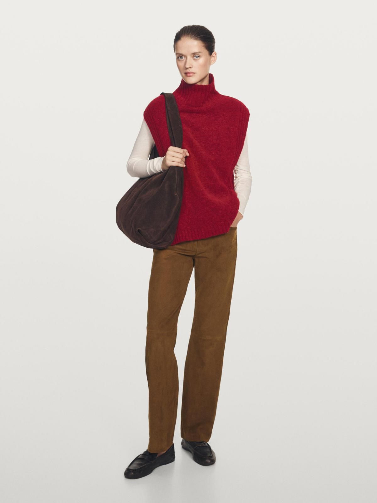 마시모두띠 프리미엄 스웨이드 레더 스트레이트 팬츠 5330/570 BROWN - 상세 이미지 2