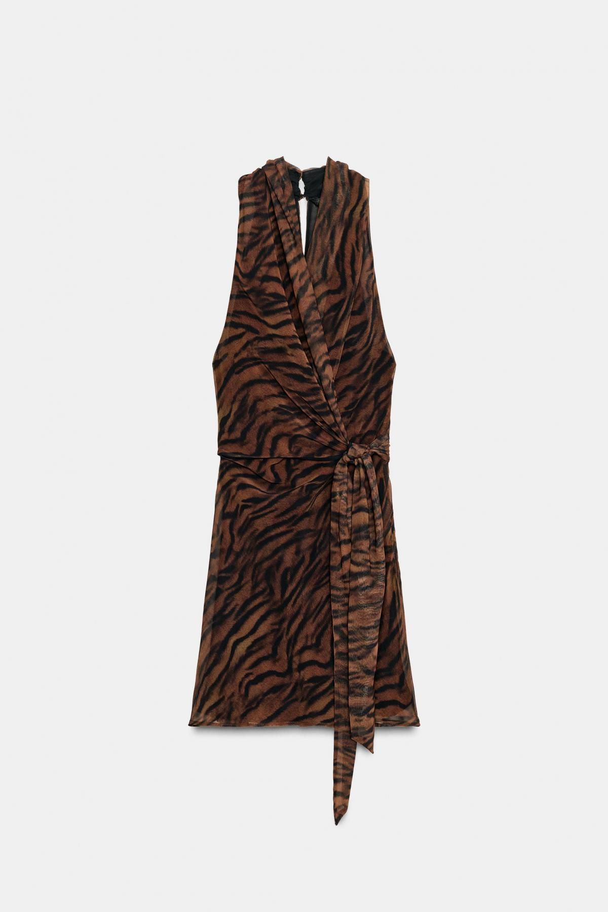 자라 애니멀프린트 랩 미니 원피스 9121/215 BLACK / BROWN - 메인 이미지