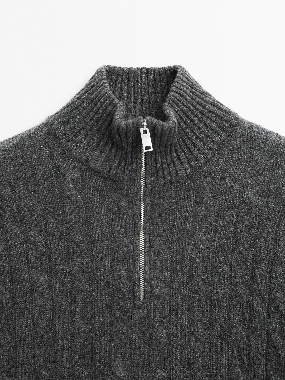 마시모두띠 프리미엄 캐시미어 지퍼넥 니트 스웨터 5622/565 MEDIUM GREY - 상세 이미지 5