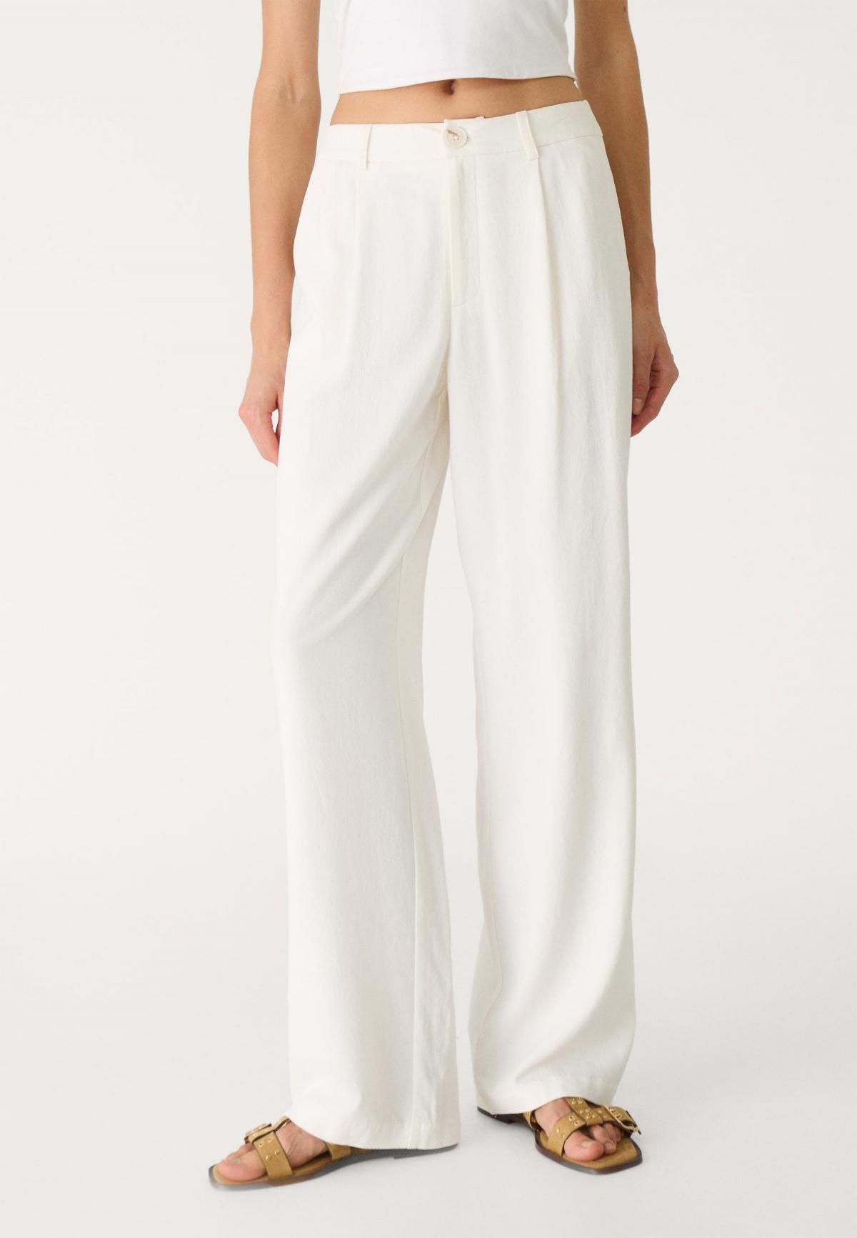 스트라디바리우스 하이라이즈 린넨 혼방 와이드 스트레이트 팬츠 8253/325 ECRU - 상품 이미지