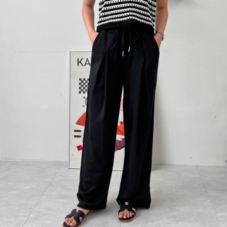 더블 주름 와이드 여자 바틴 팬츠 더블주름바지 - 상품 이미지