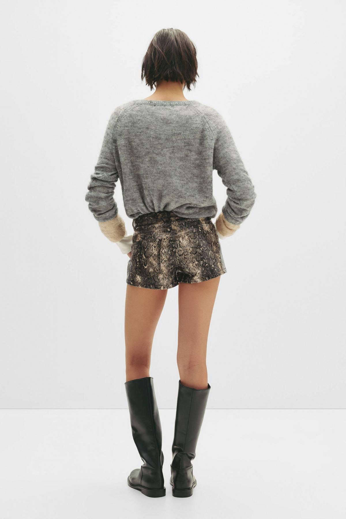 풀앤베어 레더 이펙트 애니멀 프린트 하이웨스트 반바지 7696/349 SNAKESKIN PRINT 이미지 6