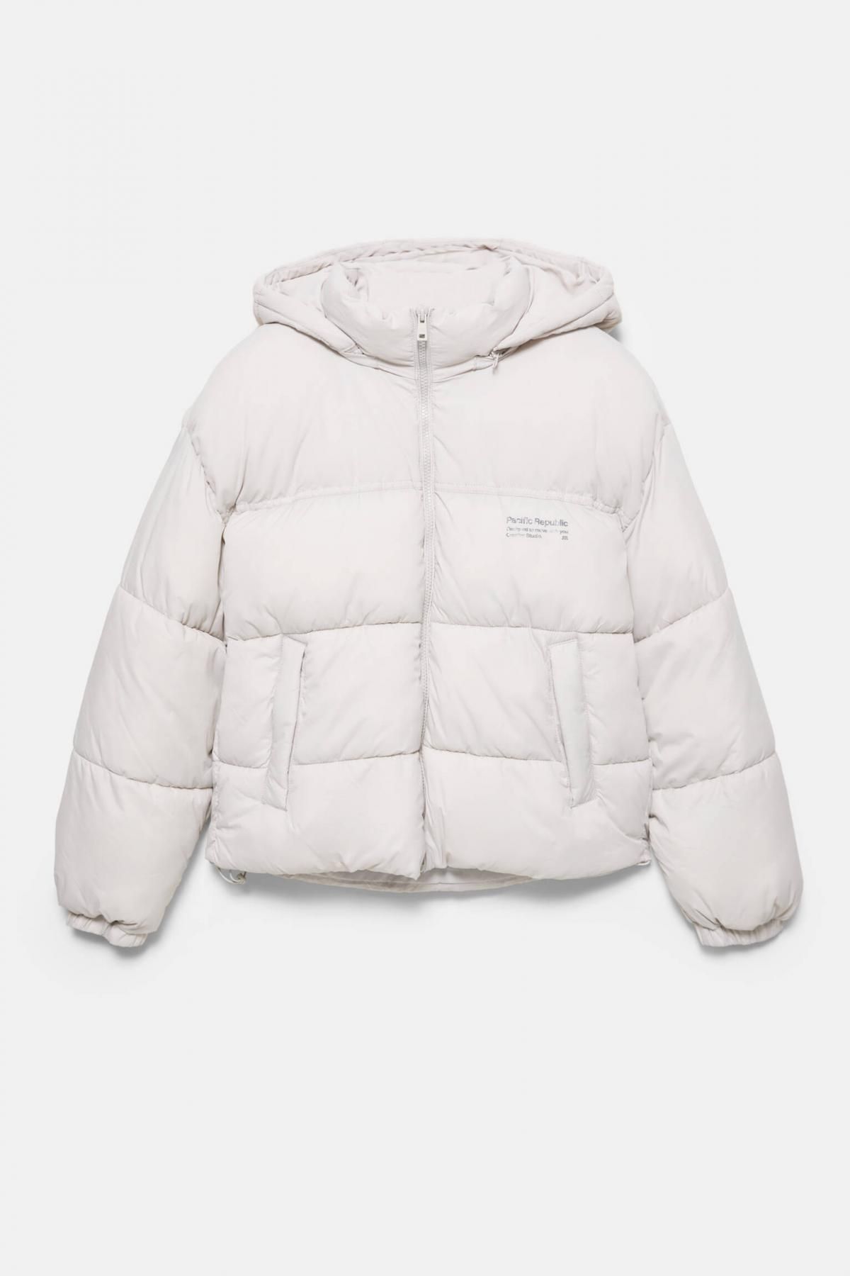 풀앤베어 하이넥 로고 화이트 후드 패딩 재킷 7700/332 PALE STONE GREY - 메인 이미지