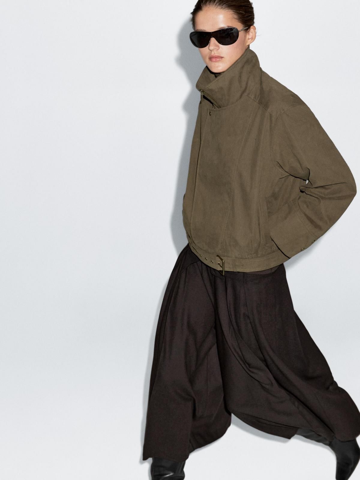 마시모두띠 테크니컬 코튼 블렌드 벨트 크롭 재킷 6729/942 KHAKI - 상세 이미지 5