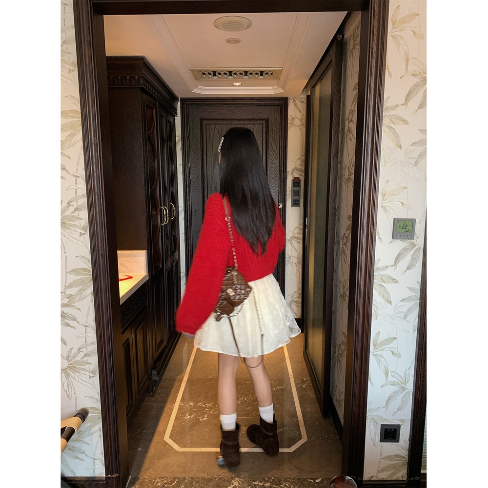 플라워 메쉬 밴딩미디스커트 예쁜 로맨틱 스타일 디자인 데이트룩 봄가을 크림화이트 - 상세 이미지 4