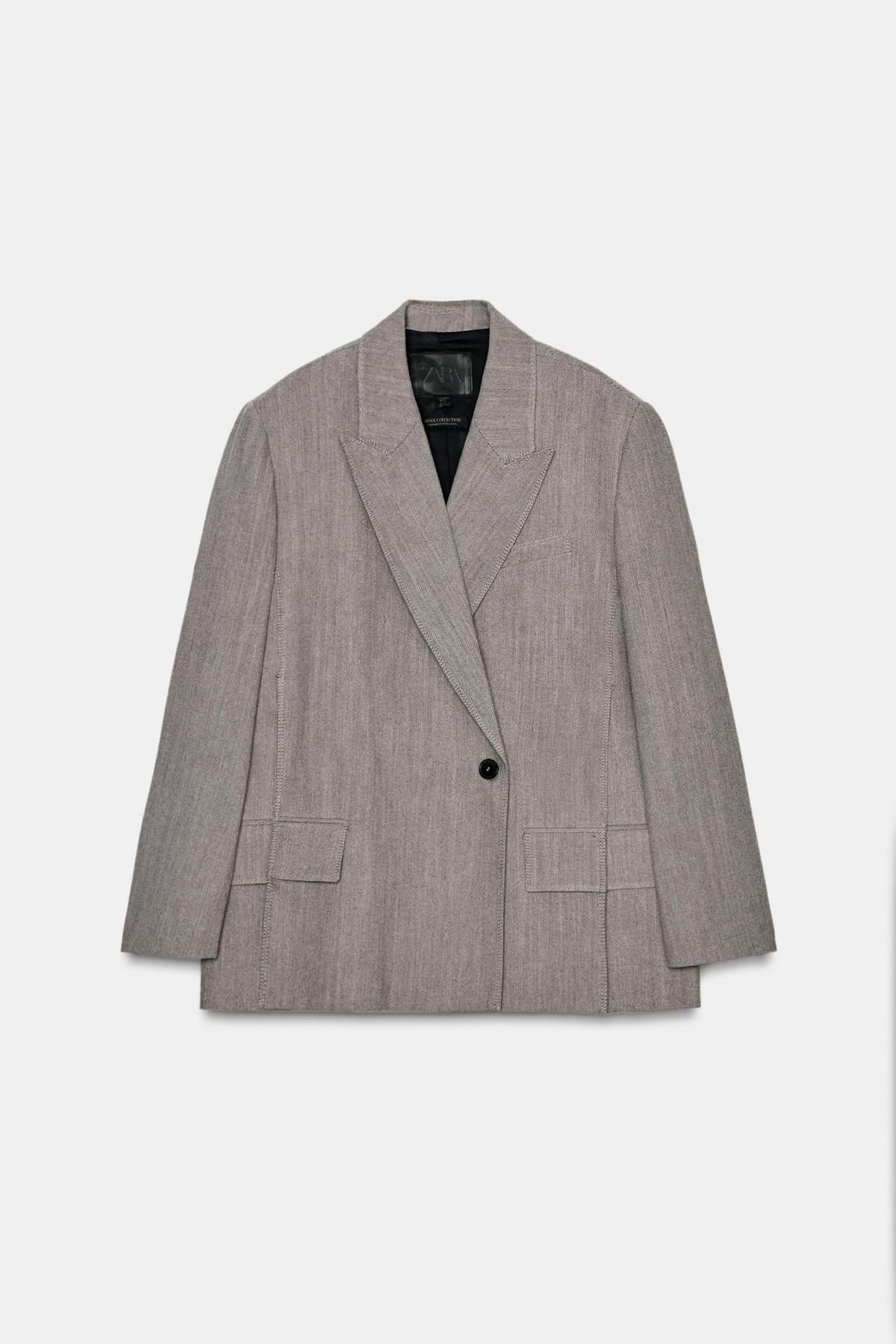자라 오버사이즈 테크니컬 울 블레이저 8436/700 BEIGE-BROWN - 메인 이미지