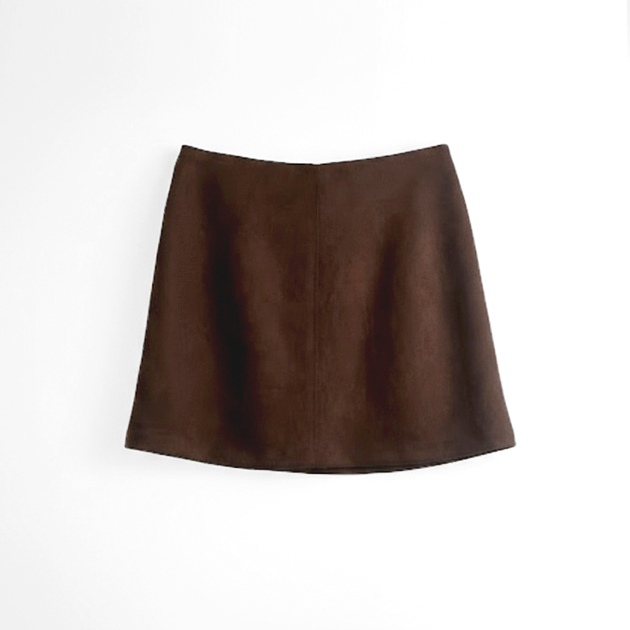 모던 스웨이드 소프트터치 에이라인 스커트 (BROWN, 2 SIZE) - 상품 이미지