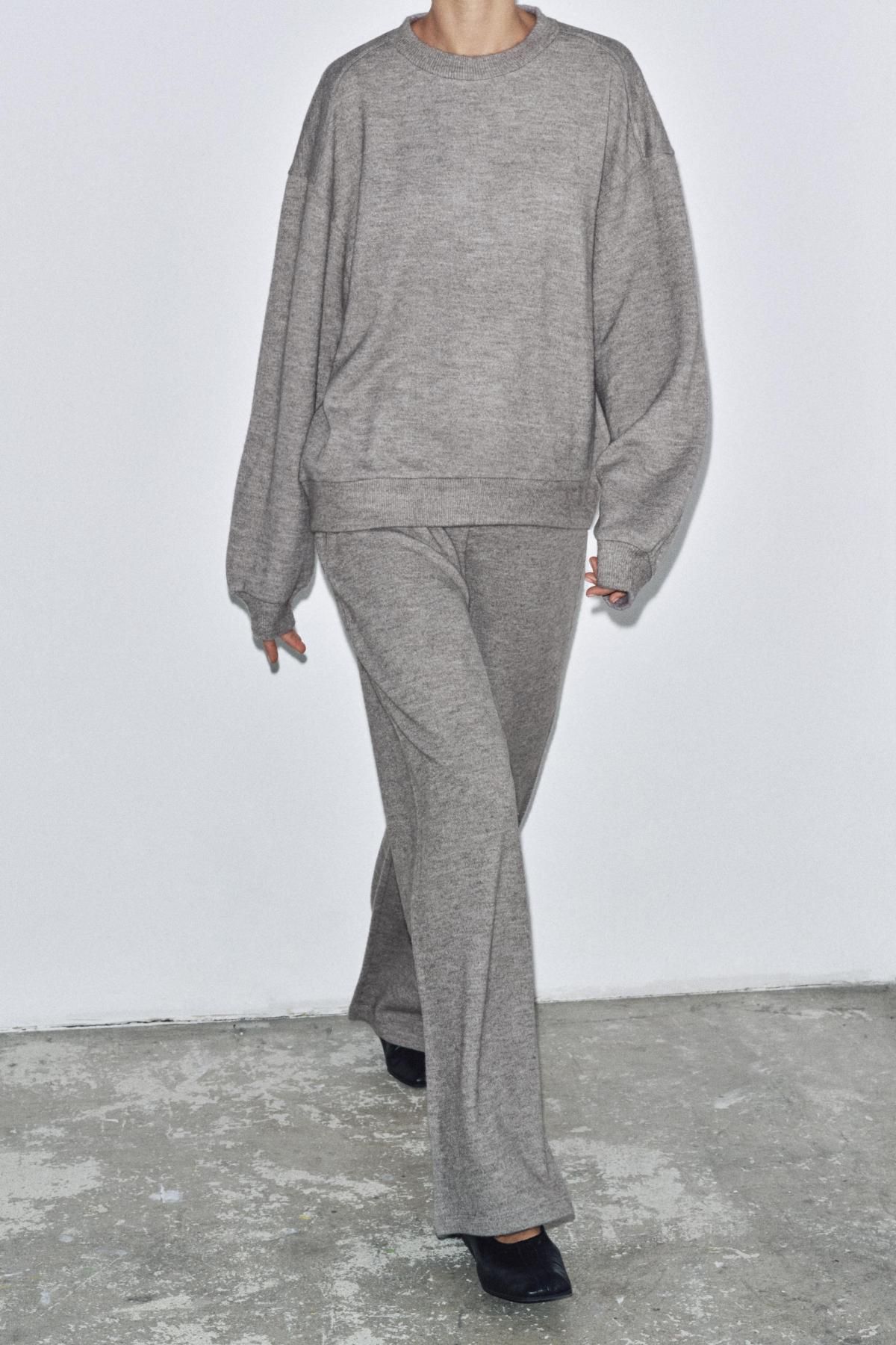 자라 소프트 라운드넥 긴팔 맨투맨 5070/631 TAUPE GREY 이미지 7
