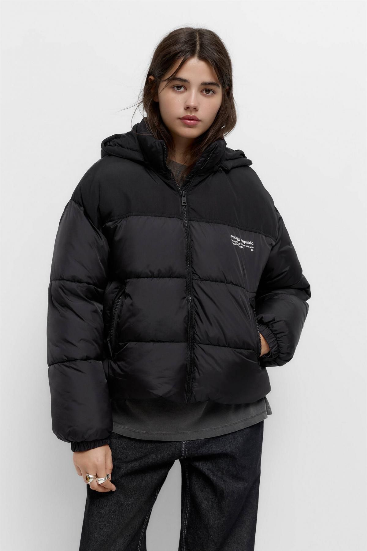 풀앤베어 로고 테크니컬 숏 패딩 재킷 7700/332 BLACK - 상세 이미지 4