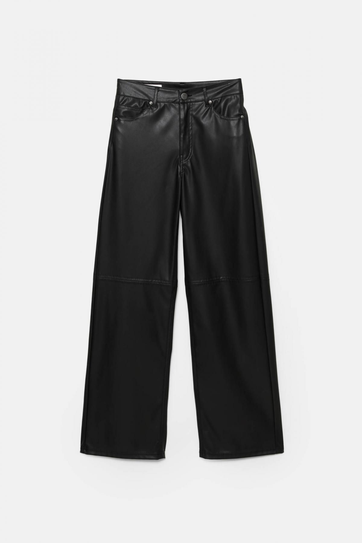 풀앤베어 가죽 효과 스트레이트 레그 팬츠 7675/378 BLACK - 상세 이미지 5