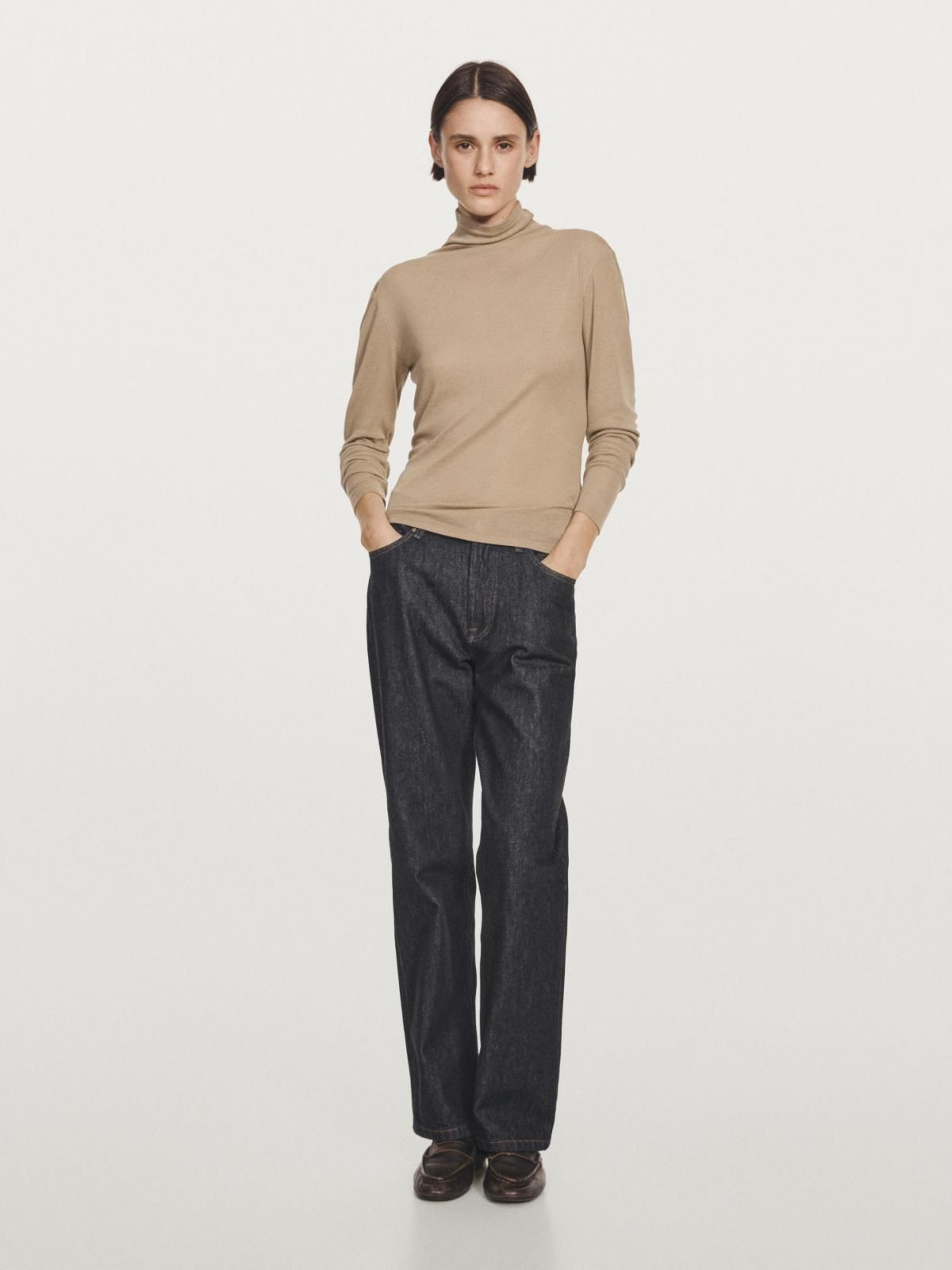 마시모두띠 라이오셀 울 하이넥 슬림핏 긴팔 티셔츠 6277/574 BEIGE MARL - 상세 이미지 2