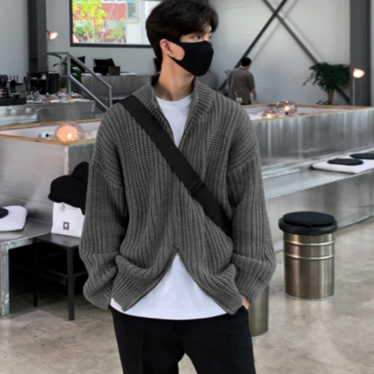 간절기 아우터 남성 집업 니트 자켓 베이직 패션 - 상품 이미지