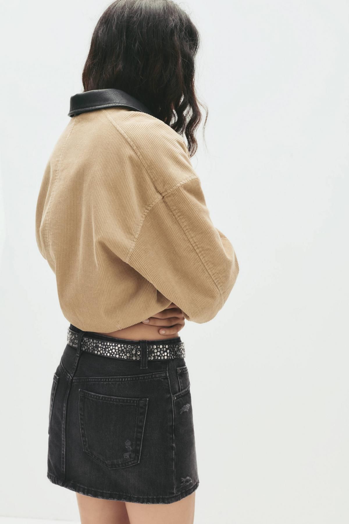 풀앤베어 빈티지 흑청 데님 미니 스커트 7400/307 BLACK - 상세 이미지 2